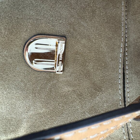 Michael Kors  English Tan Suede & Leather  Backpack with Gold Tone Accents - Picture 11 of 15